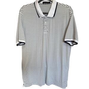 G/Fore Striped Golf Polo Shirt Performance Wear Stretchy Snow White Size Large